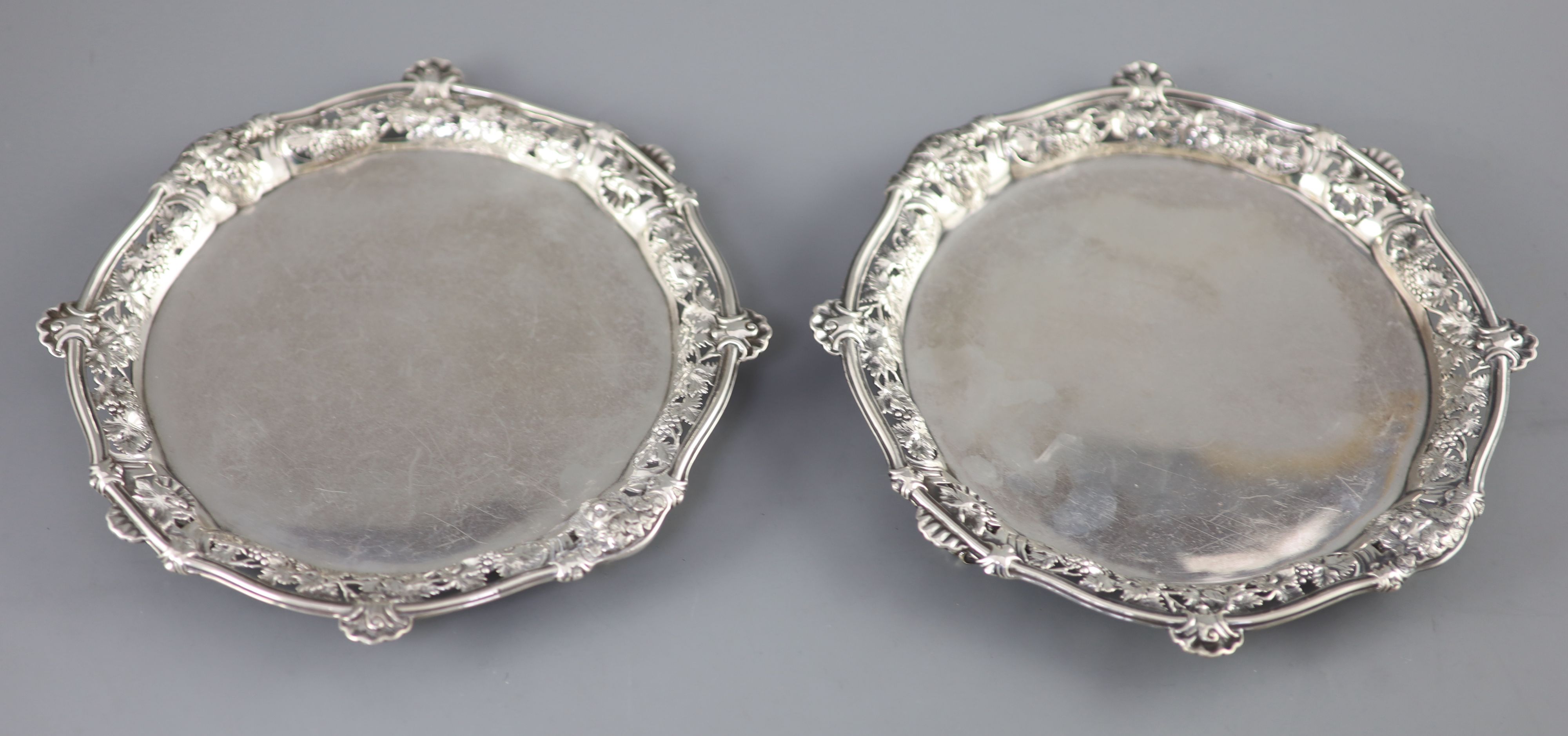 A good pair of George II silver card trays by George Wickes,